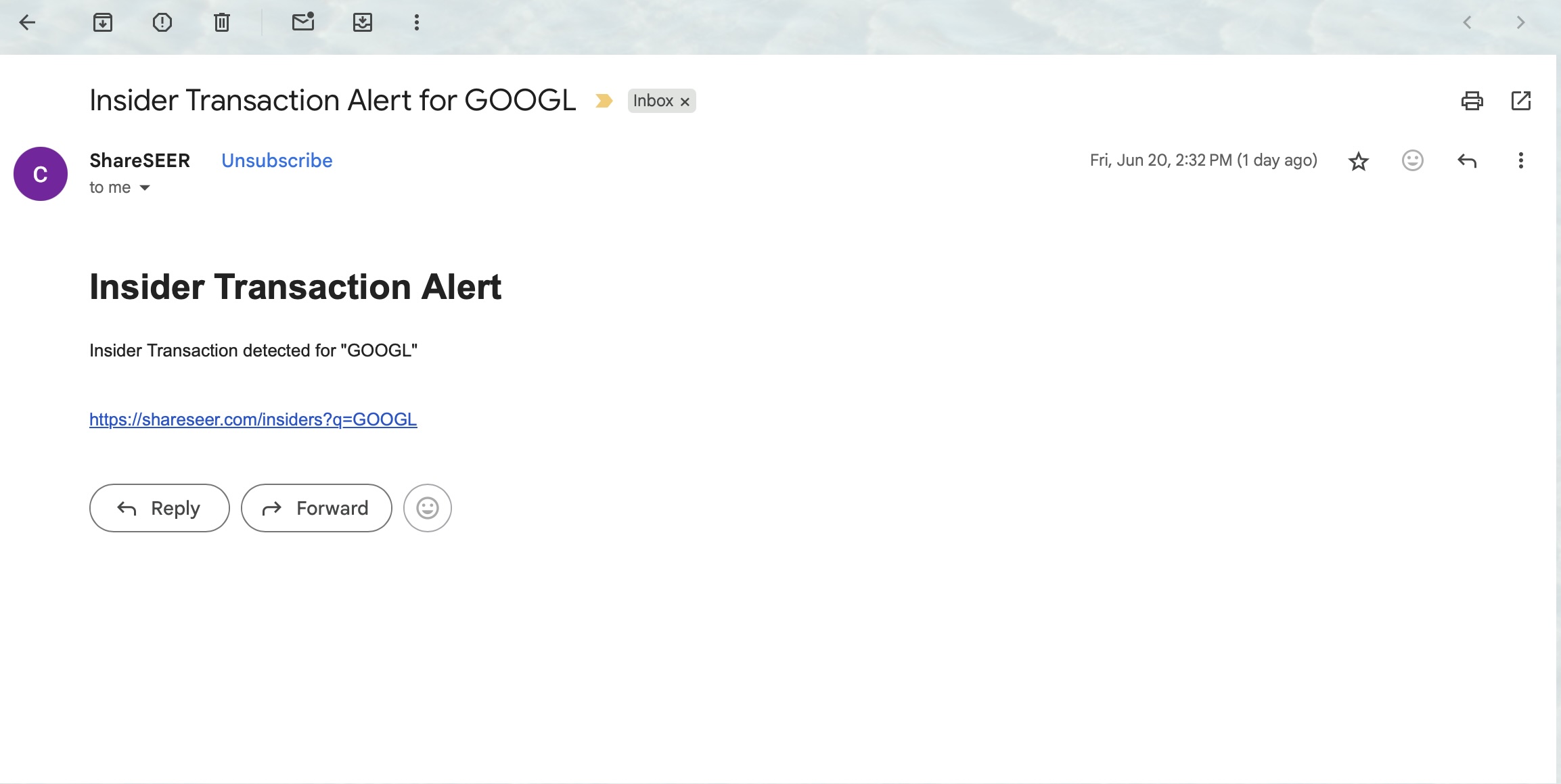 Insider Transaction Email